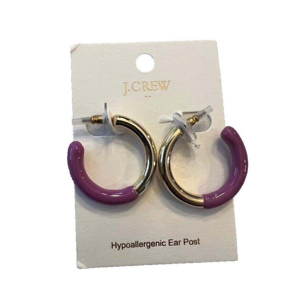 J.Crew Womens Enamel Hoop Earrings Purple BR970